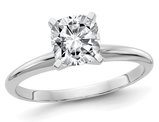 1.50 Carat (1.75 Ct. Look G-H-I) Cushion-Cut Synthetic Moissanite Solitaire Engagement Ring 14K White Gold