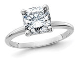 1.80 Carat (2 Ct. Look color D-E) Cushion-Cut Synthetic Moissanite Solitaire Engagement Ring 14K White Gold
