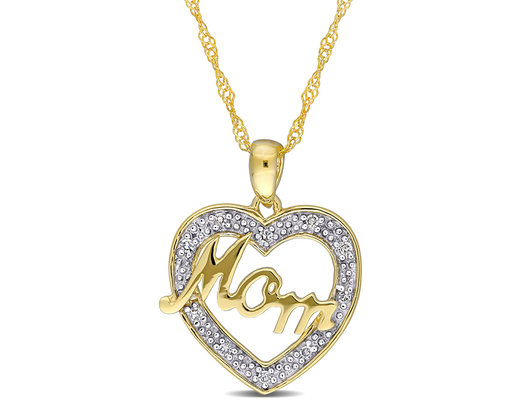 Accent Diamond Mom Heart Pendant 
