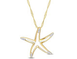 10K Yellow Gold StarFish Charm Pendant Necklace with Chain