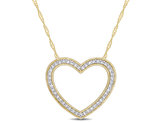 1/4 Carat (ctw I1-I2) Diamond Heart Pendant Necklace in 14K Yellow Gold with Chain