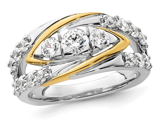 9/10 Carat (ctw SI1-SI2, G-H-I) Lab-Grown Diamond Three Stone Ring in 14K White Gold (SIZE 7)