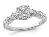 3/4 Carat (ctw G-H-I, SI1-SI2) Lab-Grown Diamond Cluster Ring in 14K White Gold