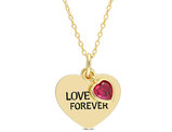 3/5 Carat (ctw) Lab-Created Ruby Heart LOVE Forever Pendant Necklace in 10K White Gold with Chain