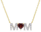 4/5 Carat (ctw) Garnet MOM Pendant Necklace in Yellow Plated Silver with Chain