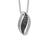 1/8 Carat (ctw) Black & White Diamond Drop Pendant Necklace in Sterling Silver with Chain