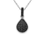 1/4 Carat (ctw) Black & White Diamond Drop Pendant Necklace in 14K White Gold  with Chain