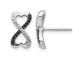 1/8 Carat (ctw) Black & White Diamond Infinity Heart Earrings in 14K White Gold