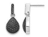 1/2 Carat (ctw) Black Diamond Teardrop Dangle Earrings in 14K White Gold