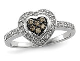 1/5 Carat (ctw) Champagne Diamond Heart Promise Ring in Sterling Silver