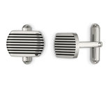 Men's Polished Striped Cuff Links in Stainless Steel