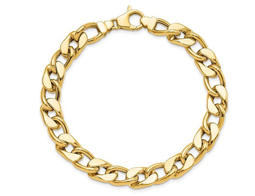 14K Yellow Gold Men's Curb Chain Bracelet 8.5 Inches (8.85mm)