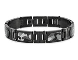 Men's Black Plated Stainless Steel Camouflage Bracelet (8.50 Inches)