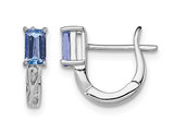 3/5 Carat (ctw) Tanzanite Hoop Earrings in Sterling Silver