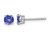 9/10 Carat (ctw) Tanzanite Solitaire Stud Earrings in 14K White Gold