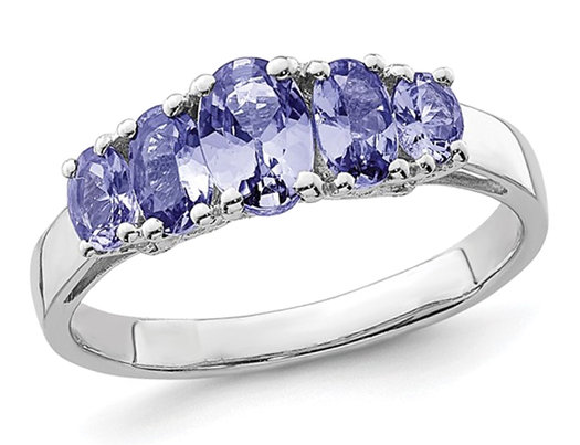 1.25 Carat (ctw) Five-Stone Tanzanite Ring in Sterling Silver