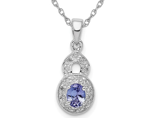 1/3 Carat (ctw) Tanzanite Oval Pendant Necklace in Sterling Silver with Chain