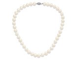 Sterling Silver 9-10mm White Freshwater Cultured Pearl Necklace (18 Inches)