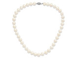 Sterling Silver 9-10mm White Freshwater Cultured Pearl Necklace (18 Inches)