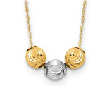 14K Yellow Gold Two-Tone Bead Ball Necklace (17 inches)