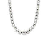 Sterling Silver Polished Beaded Necklace 18 Inches