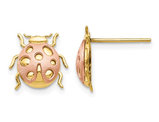 14K Yellow and PInk Gold Ladybug Charm Post Earrings