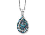 1/2 Carat (ctw) Blue & White Diamond Drop Pendant Necklace in 14K White Gold with Chain