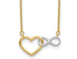 14K Yellow and White Gold Heart with Infinity Symbol Necklace