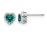 4/5 Carat (ctw) Lab-Created Alexandrite Heart Stud Earrings in Sterling Silver