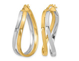 14K Two-tone White and Yellow Gold Polished Hoop Earrings