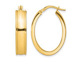 14K Yellow Gold Polished Oval Hoop Earrings (1 Inch)