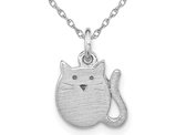 Polished Sterling Silver Cat Pendant Necklace with Chain