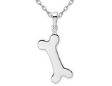 Polished Sterling Silver Bone Charm Pendant Necklace with Chain