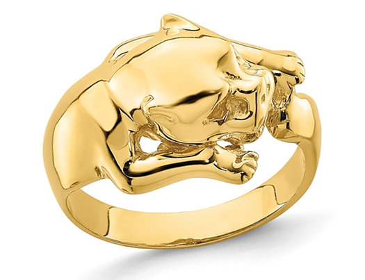 14K Yellow Gold Polished Jungle Cat Ring