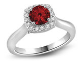 2/3 Carat (ctw) Solitaire Halo Ruby Ring in 14K White Gold with 1/6 Carat (ctw) Diamonds