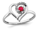 Ruby Heart Promise Ring in 14K White Gold with Accent Diamonds
