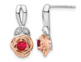 1/2 Carat (ctw) Ruby Flower Earrings in 14K Rose and White Gold