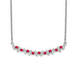 1/4 Carat (ctw) Ruby Bar Necklace in 14K White Gold with Diamonds 1/5 carat (ctw)