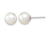 9-10mm White Saltwater South Sea Pearl Solitaire Earrings in 14K White Gold