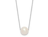 10-11mm White Freshwater Cultured Pearl Solitaire Necklace with 14K Gold Chain