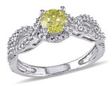 3/4 Carat (ctw H-I, I1-I2) Yellow Diamond Twist Engagement Ring in 10K White Gold