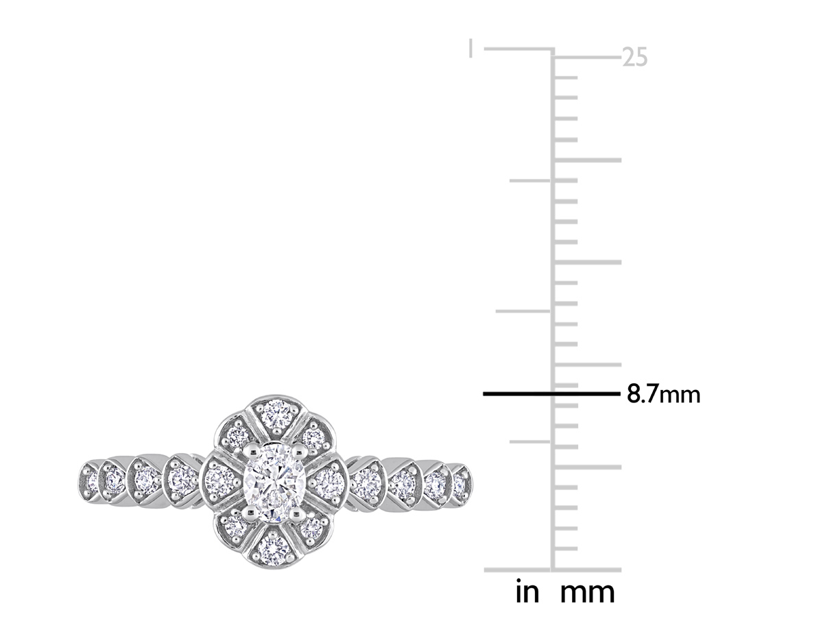 1.00 Carat (ctw) Oval Diamond Engagement Ring 14K White Gold - Picture 8 of 29