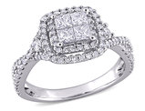 0.95 Carat (ctw H-I, I2-I3) Princess-Cut Diamond Infinity Halo Engagement Ring in 10K White Gold