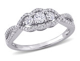 1/2 Carat (ctw H-I, I2-I3) Three Stone Diamond Engagement Ring in 10K White Gold