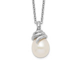 8-9mm Cultured Freshwater Rice Pearl Pendant Necklace in Sterling Silver (17 Inch Chain)