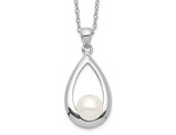 6-7mm Cultured Freshwater Button Pearl Pendant Necklace in Sterling Silver (17 Inch Chain)