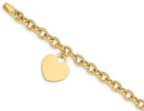 14K Yellow Gold Heart Charm Bracelet (8.25 Inches)