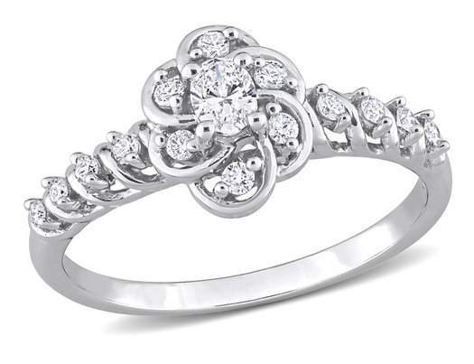 1/3 Carat (ctw G-H-I, I1-I2) Oval Diamond Engagement Ring in 14K White Gold