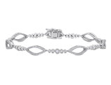 3/5 Carat (ctw) Diamond & 3/4 Carat (ctw) White Sapphire Link Bracelet in 10K White Gold (7 Inches)