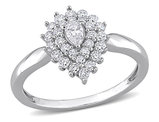 1/2 Carat (ctw H-I, I1-I2) Diamond Cluster Halo Engagement Ring in 14K White Gold